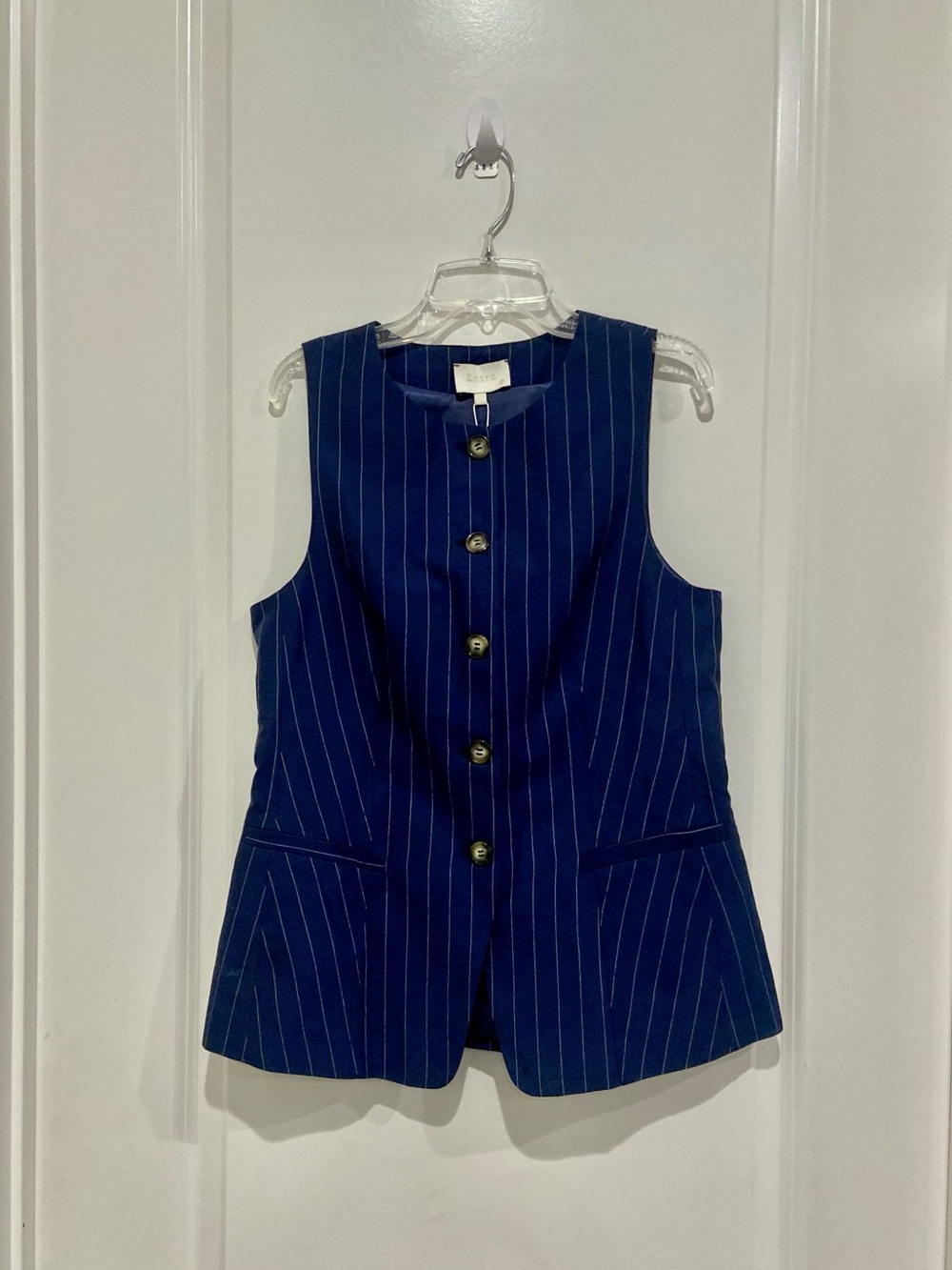 New Navy and White Pinstripe Waistcoat Vest Top